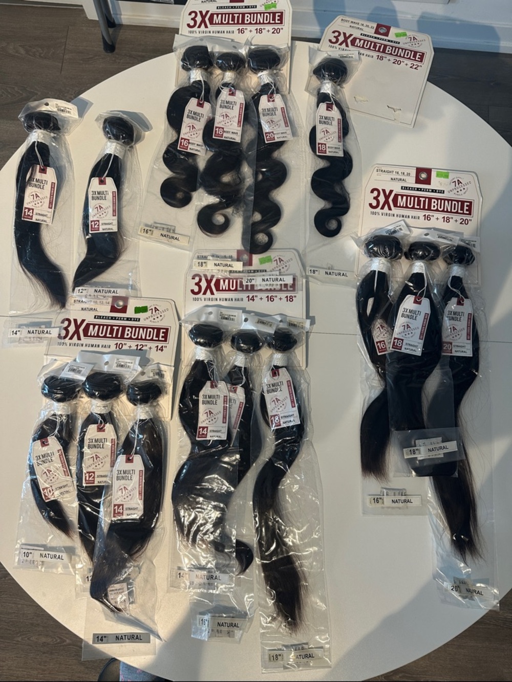 3X Multi Bundle Natural Black Virgin Human Hair Extensions